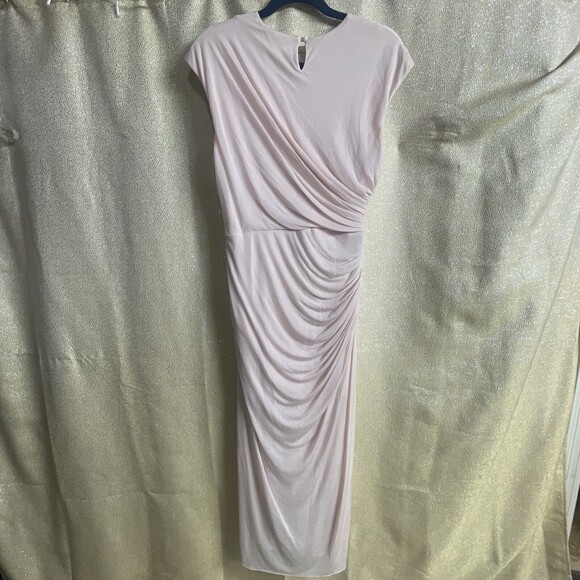Halston Heritage Draped Jersey Cut Out Criss Cross Side Gathered Pink Dress - Picture 8 of 13